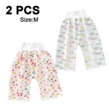 (M, style 3) 2 Packs Waterproof and Leakproof Diaper Pants Potty Training Cloth Diaper Pants for Baby Boy and Girl Night Time