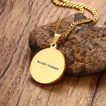 (TYPE 2 DIABETES, Gold) Cubic Zirconia Medical Alert Pendant Men Necklace 24'' Personalized Engrave