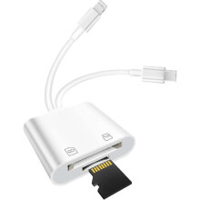 PIAO Certified Sd Card Reader for iPhone iPad Macbook Camera USB C Type C Card Reader Adapter,Lightning Dual Card Slot Micro Memory Card Reader Suppor
