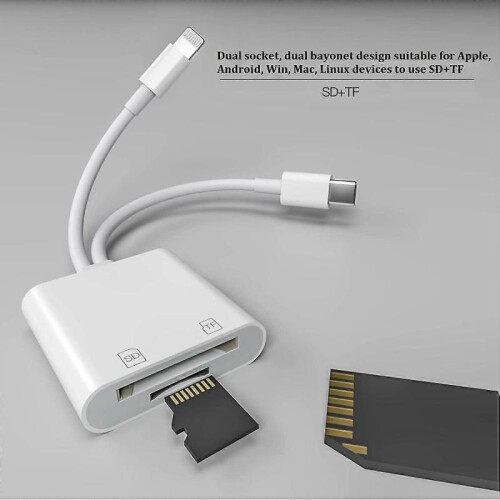 PIAO Certified Sd Card Reader for iPhone iPad Macbook Camera USB C Type C Card Reader Adapter,Lightning Dual Card Slot Micro Memory Card Reader Suppor 1