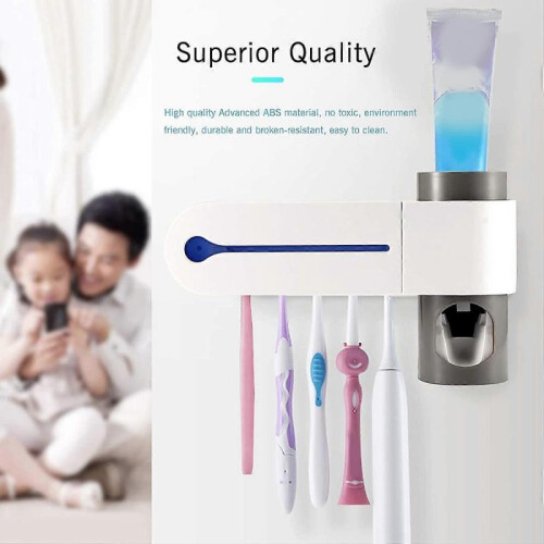 Toothbrush Holder, UV Sterilization Toothbrush Holder Automatic Toothpaste Dispenser USB Power Supply for 5 Toothbrushes 1