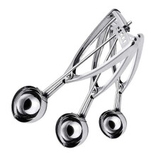 PIAO Cookie Scoops Set of 3 with Trigger Stainless Steel Ice Cream Scoop Set Excellent for Melon Ball, Cupcake, Muffin, Meatball, Include Large Medium