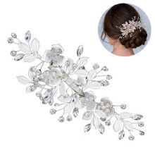 Alloy Leaves Handmade Flower Headpiece Bridal Wedding Headwear Hair Rhinestone Jewelry Hair Comb Bridal Hair Accessories