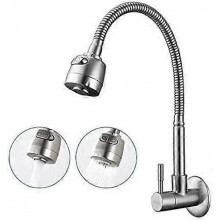 180 rotatable wall-mounted kitchen faucet with 2 functions Kitchen sink mixer cold water single cooling wall-mounted faucet on brushed surface kitchen
