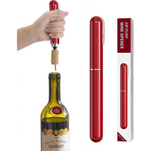 2-in-1 Air Pressure Wine Opener with Cutter Wine Bottle Opener Easy Open Air Pump Bottle Opener Portable Travel Corkscrew Handheld Wine Corkscrew (Sil