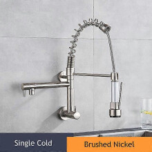 (Oil Rubbed Bronze, One size) Matte Black Kitchen Sink Faucet Embedded In Wall Mixer Tap No Pipe Dual Faucet Sprayer Kitchen Crane Single Cold Water Tap Crane