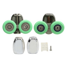 (As show, One size) 2Pcs Green Roller Wheel Pulley Shower Room Bathroom Upper Bottom Glass Sliding Door Track Roller Pulley