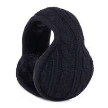 (Gray, One size) Ear Warmers for Men Women Winter Knitted Earmuffs Foldable Wool Plush Earmuff Ear Cover Bag Back Wear Cashmere Earwarmer