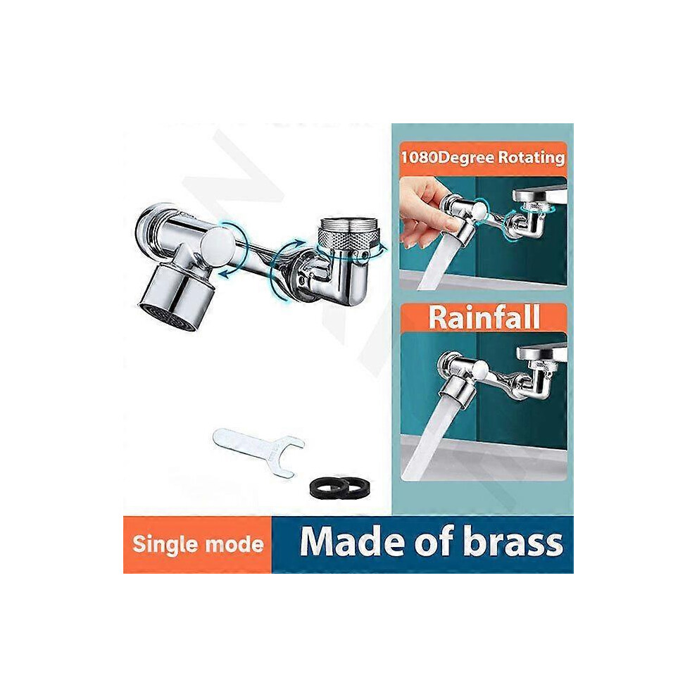 (B, One Size) Copper 1080 Swivel Robotic Arm Swivel Extension Faucet Aerator Sink Water Tap Splash Filter Bubbler Nozzle Extender Attachment 4909775313291