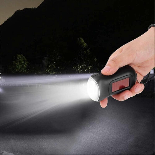 Hand Crank Solar Flashlight, Rechargeable Solar Powered Crank Flashlight, LED Emergency Dynamo Torch for Outdoor Camping 2