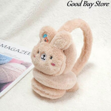 (DP, One size) Unisex Winter Warm Earmuffs Fleece Ear Warmer Rabbit Cartoon Headband Soft Plush Ear Cover Protector Earlap Fluffy Fur Earmuff