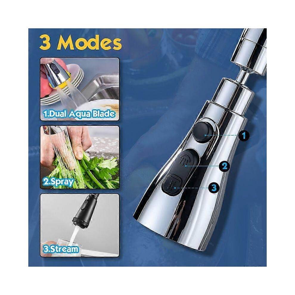 (Black, One Size) 360 Rotation Universal Rotation Faucet Sprayer Head For Extension Faucets Aerator Bubbler Nozzle Kitchen Tap Washbasin Robot Arm 4909775313697