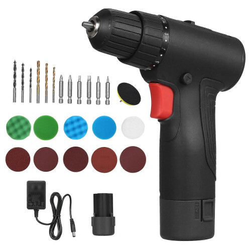 (UK Plug - with Sponge, One size) 12V Brushless Drill Set, Efficient and Durable, with Multi-functional Accessories Black US 1