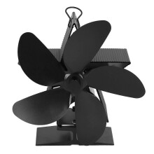 (As show, One size) 5 Blade Wood Stove Fan Black Automatic Start Non Electric Safe Heat Powered Fireplace Fan