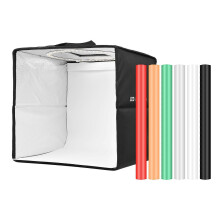 (As show, One size) 30cm/ 11.8inch Foldable LED Light Tent Portable Tabletop Photo Studio Light Box 128pcs LED Beads Bi-Color Temperature Adjustable Brightness with 6pcs