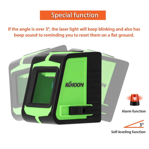 (As show, One size) KKmoon Multifunctional 2 Lines Laser Level Large Window Leveling Tool with Sound Alarm Function 2