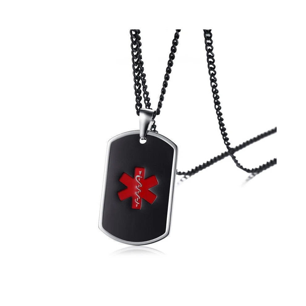 SOS Medical Alert ID Name Dog Tag Women Men Necklace Pendant Customize Engraving
