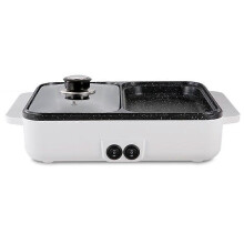 (EU Plug, One size) Electric Grill Pan 2 Speed Household Multifunctional Small 2L Hot Pot Barbecue One Pot 1200W High Power Dormitory Mini Barbecue Machine