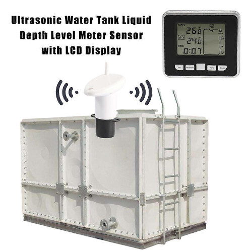 (As show, One size) Ultrasonic Water Liquid Depth Level Meter Sensor with LCD Display 1