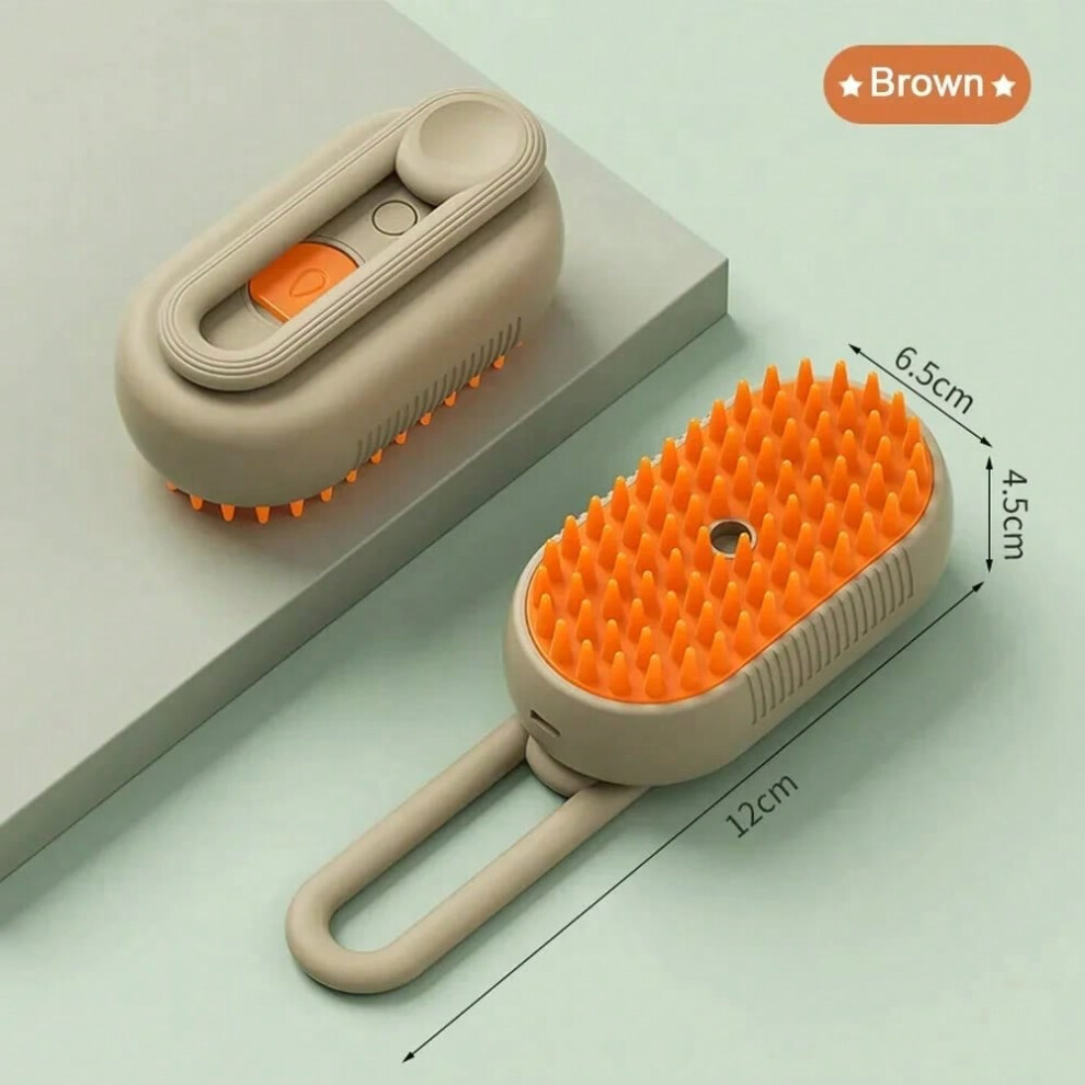(Coffee With spray) Cat Dog Pet Grooming Comb with Electric Spray Water Steam Soft Silicone Brush Kitten Pet Bath Brush Massage Pet Hair Remover