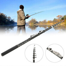 (As show, One size) 1.8m / 2.1m / 2.4m / 2.7m / 3.0m / 3.6m Portable Telescopic Fishing Rod Carbon Fiber Ultra Light Retractable Fishing Rod Pole Carp Fishing Tackle Acc