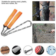 (As show, One size) Outdoor Portable Pocket Hand Chain Saw 11 Teeth 24 Inch Garden Tools Logging Saw Camping Survival Hand Chain Saw Chain according to the webbing black