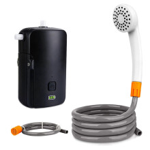 (As show, One size) Portable Camping Shower Outdoor/Indoor Electric Shower with Battery Powr Display,2 Flow Mode 4400mAh USB Rechargeable Fast Charging,8.2ft for Camping