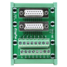 (As show, One size) DB15-M6 Double Female Head DIN Rail Mount Interface Module Terminal Block Board Connector
