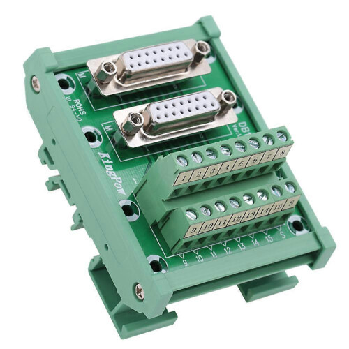 (As show, One size) DB15-M6 Double Female Head DIN Rail Mount Interface Module Terminal Block Board Connector 2