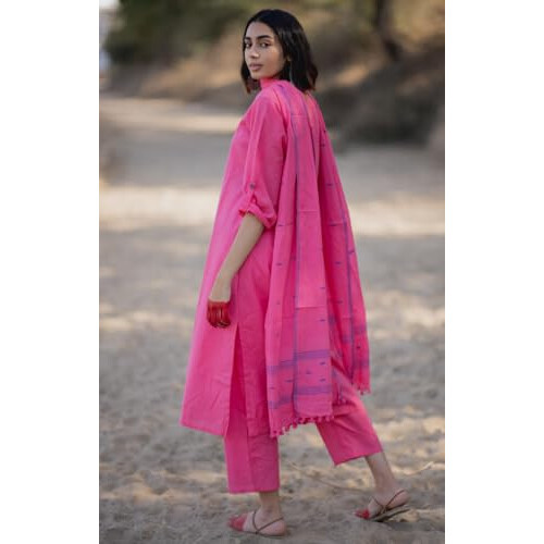 Gosriki Rayon Blend Solid Solid Kurta com Pant & Dupatta (Janeu Pink-Gs_m_pink_medium) 1