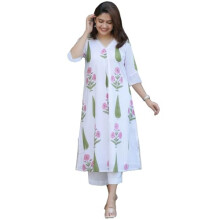 Gosriki Rayon feminino viscose A-line Kurta com Pant (pnil white-gs_s_white_small)