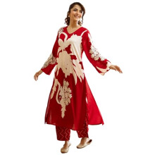Gosriki Rayon feminino viscose reto Kurta com Palazzo (Cukari Red-VKS03-GS_S_RED_SMALL)