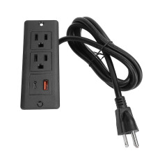 (As show, One size) Recessed Power Strip 2 Outlets 1 USB C 1 USB A Ports Fast Charging Desk Outlet with 1.5m Cord for Furniture 12A