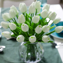 (White) 10PCS Artificial Flowers Fake Flower Tulip Artificial Flower For Wedding Room Home Hotel Party Decoration Diy Decor
