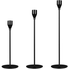 3PCS Black Candle Holders, Candlestick Holders, Metal Candle Stand Holder For Taper Candles, Tall Candle Sticks Holder For Dinner, Party Decoration