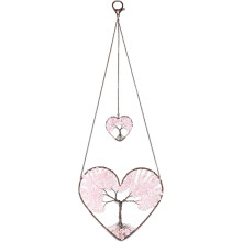 Heart-Shaped Wall Decoration Natural Gravel Wall Decoration Crystal Home Wall Decoration Window Curtain Life Tree Wall Decoration Pink