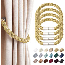 (Gold, 4PCS) Strong Magnetic Curtain Tiebacks Modern Simple Curtain Holdback Convenient Rope Curtain Holdback For Thin Or Thick Curtain