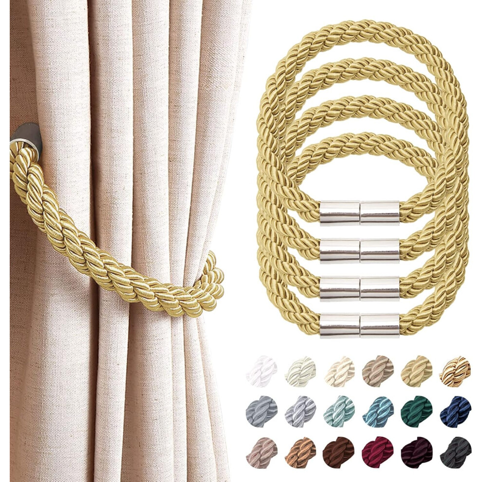 Yao96266 (Gold, 4Pcs) Strong Magnetic Curtain Tiebacks Modern Simple Curtain Holdback Convenient Rope Curtain Holdback For Thin Or Thick Curtain