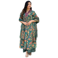 Kurta Anarkali stampato in misto rayon da donna GoSriKi con palazzo e dupatta (verde CIA-GS_L_verde_grande)