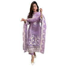 Gosriki Rayon Feminino Blend reto bordado Kurta com Pant & Dupatta (Rosewood Purple-Gs_s_purple_small)