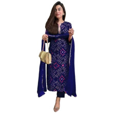 Gosriki Rayon Feminino Blend Straight impresso Kurta com Pant & Dupatta (Turae Royal Blue-Gs_4xl_blue_xxxx-Large)
