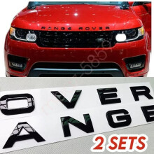 2 SETS GLOSS BLACK FOR RANGE ROVER HOOD BONNET REAR TRUNK STICKER DECAL BADGE