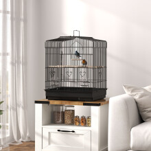 PawHut 59cm Large Bird Cage with Perches, Food Bowls, Swing, Black