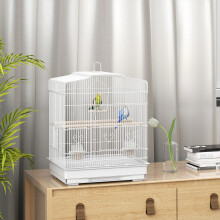 (White) PawHut 59cm Large Bird Cage with Perches, Food Bowls, Swin