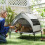 PawHut (M) PawHut Portable Elevated Dog Bed with Removable Canopy 1