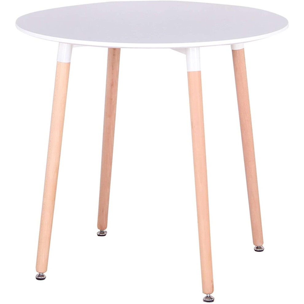 Dining Table White Wood Kitchen Place for 4 Seats, Dining Table Only (White H 75 x L 90 x W 90 cm)