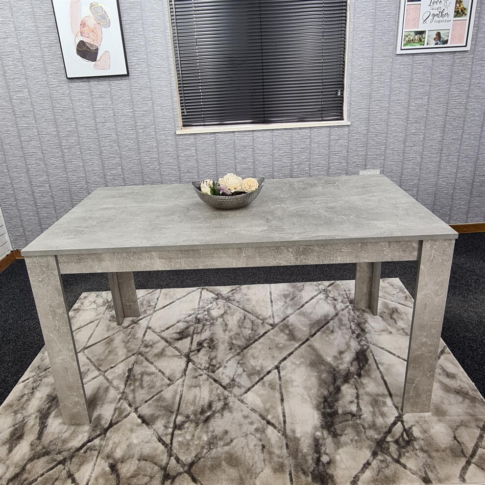 Dining Table Grey Wood Kitchen Place for 6 Seats, Dining Table Only (Grey H 75 x L 140 x W 80 cm)