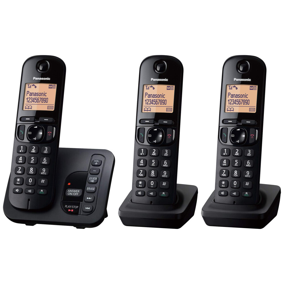 Panasonic KX-TGC223EB DECT Cordless Phone with Answering Machine, 1.6 inch Easy-to-Read Backlit Display, Nuisance Call Blocker, Hands-Free Speakerpho