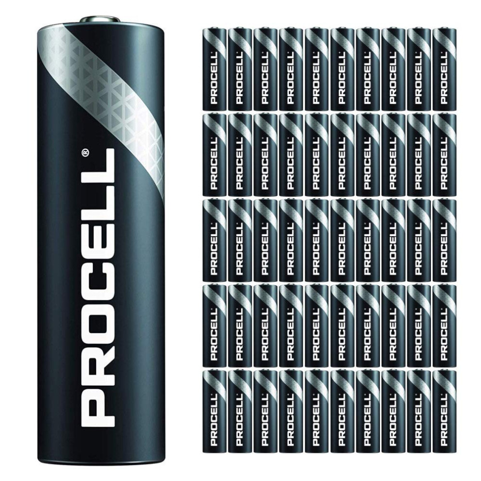 50 Pack - Duracell Procell AA Batteries | 1.5V Industrial Power Alkaline Battery | Home or Office Use | Car Air Freshener Promo Pack | Reliable Long