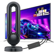 Indoor TV Aerial with Signal Booster – 4K Ultra HD Freeview Antenna, 360 Reception, 560+ Miles Range, USB-Powered
